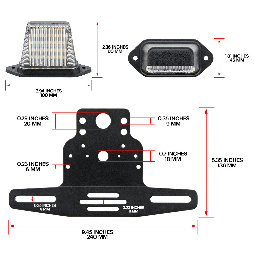 Feux de plaque d'immatriculation à LED pour Hyundai Tucson, Kia Niro, etc.