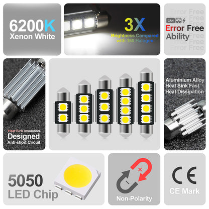 39mm 5050 Festoon LED Interior Dome Map Light Bulbs