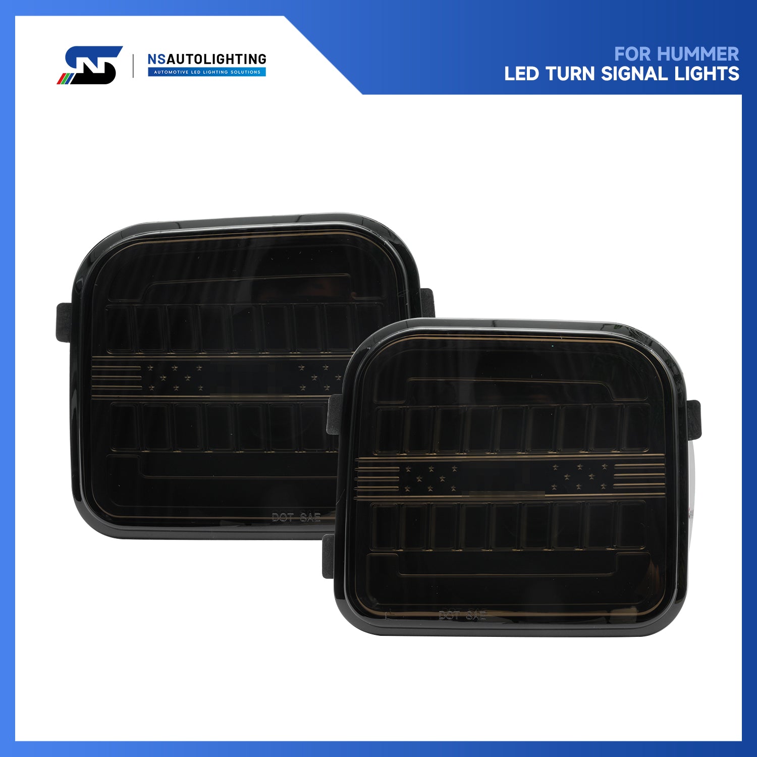 Smoked Lens Switchback Dynamic LED Front Turn Signal Lights For 2006-2010 Hummer H3, etc. - NS Auto Lighting