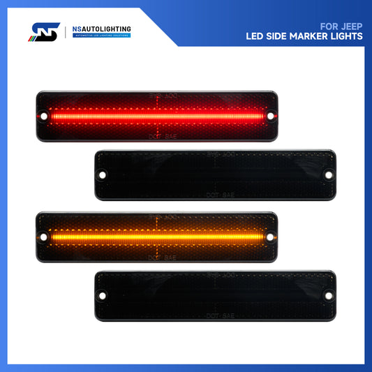 Smoked Lens LED Front&Rear Side Marker Lights For Jeep CJ Series, Jeep Cherokee SJ, etc. - NS Auto Lighting