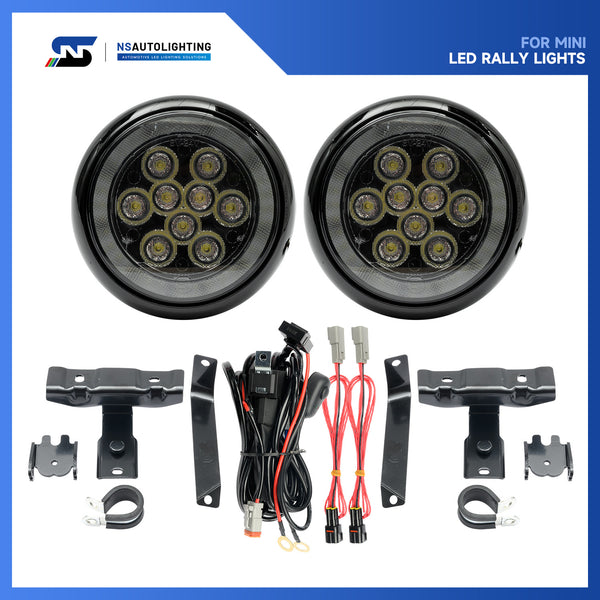 Black Finish LED Halo Rally Driving Lights For 2017-2022 Mini Countrym ...