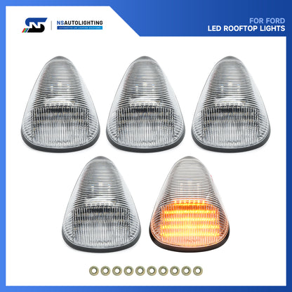 Clear Lens Amber LED Cab Roof Lights For 1999-2016 Ford Super Duty, etc. - NS Auto Lighting