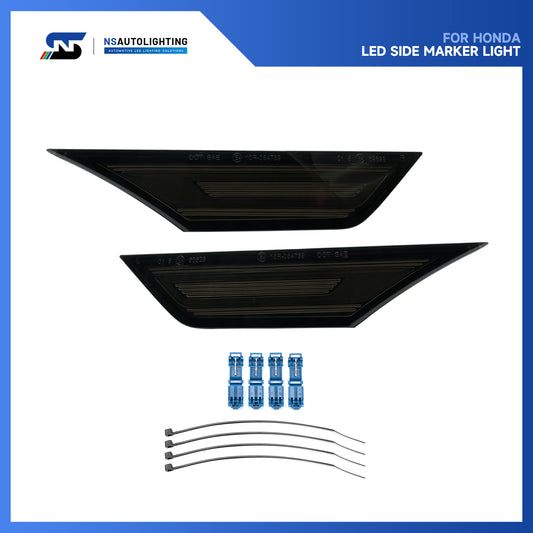 GT RS Style Smoked Lens Switchback Dynamic LED Side Marker Lights For 2016-2021 10th Gen Honda Civic - NS Auto Lighting
