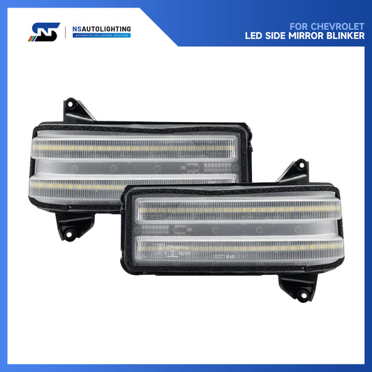 Clear Lens Dynamic Switchback LED Towing Mirror Turn Signal Lights For 2020+ Chevrolet Silverado, GMC Sierra - NS Auto Lighting