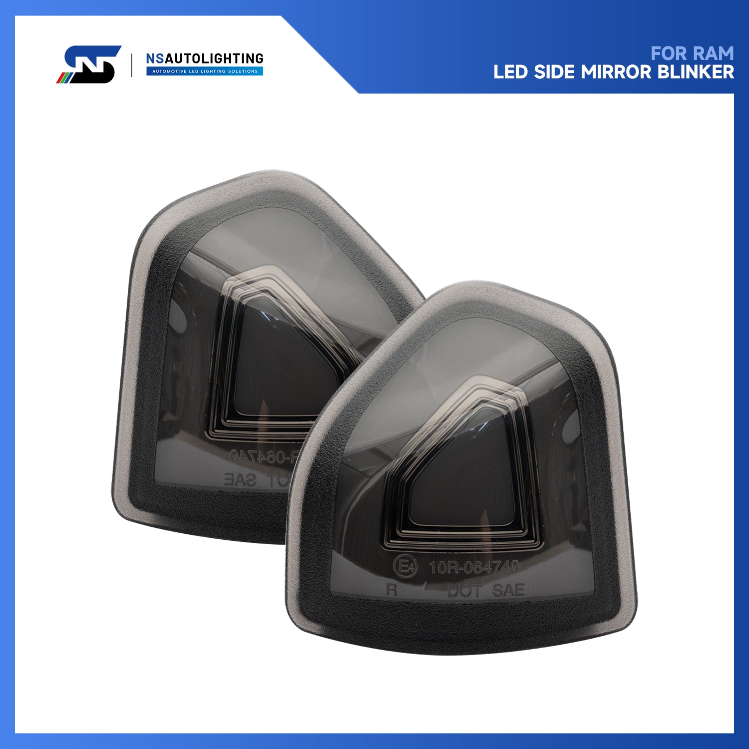 Smoked Lens LED Towing Mirror Turn Signal Lights For 2010-2023 Dodge Ram - NS Auto Lighting