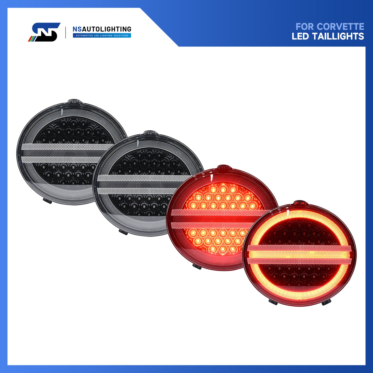 Clear Lens LED Halo Tail Light Assembly For 2005-2013 Chevrolet Corvette C6 - NS Auto Lighting