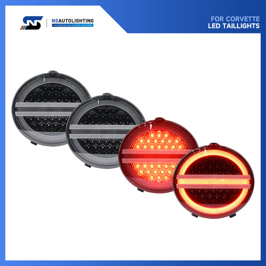 Clear Lens LED Halo Tail Light Assembly For 2005-2013 Chevrolet Corvette C6 - NS Auto Lighting