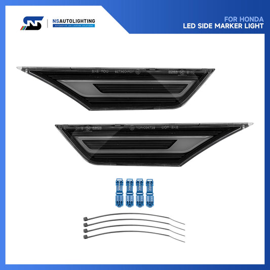 GT RS Style Clear Lens Switchback Dynamic LED Side Marker Lights For 2016-2021 10th Gen Honda Civic - NS Auto Lighting