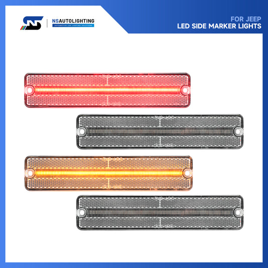 Clear Lens LED Front&Rear Side Marker Lights For Jeep CJ Series, Jeep Cherokee SJ, etc. - NS Auto Lighting