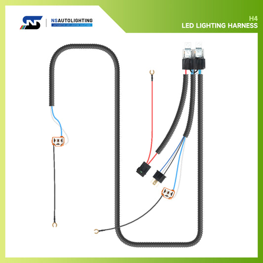 H4 H6054 Headlight Relay Harness Kit for 5x7 7x6 7" Sealed Beam LED Headlights - NS Auto Lighting