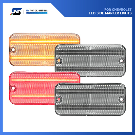 Clear Lens LED Front&Rear Side Marker Lights For 1968-1972 Chevrolet GMC C/K Series Trucks, etc. - NS Auto Lighting
