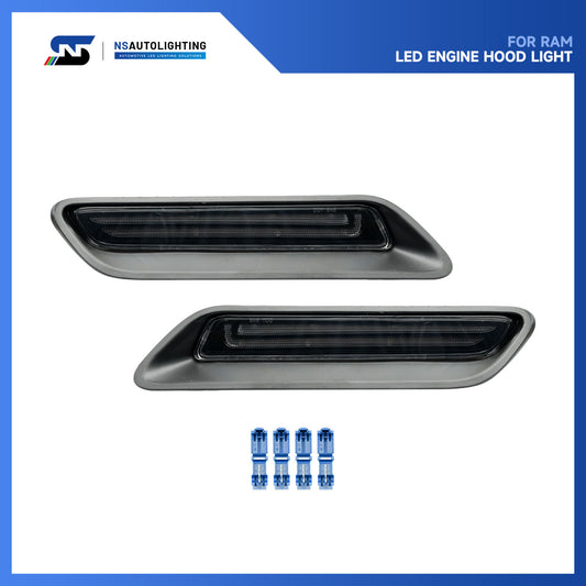 Clear Lens Dynamic Switchback LED Hood Scoop Bezel Daytime Running Lights For 2010-2022 Ram 1500 - NS Auto Lighting