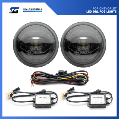 Smoked Lens LED Halo Fog Light Assembly For 2010-2013 Chevrolet Camaro - NS Auto Lighting