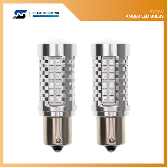 Lot de 2 ampoules LED invisibles PY21W BAU15S, chromées, argentées, ambrées, pour clignotants et feux de freinage