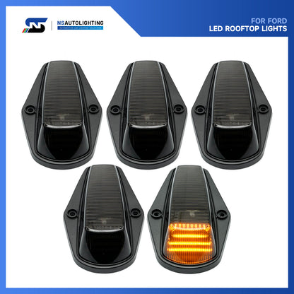 Smoked Lens Amber LED Cab Roof Lights For 1984-1996 Ford F-Series - NS Auto Lighting