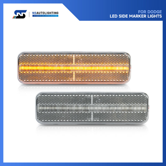 Clear Lens Amber LED Side Marker Lights For 1972-1993 Dodge Ram, etc. - NS Auto Lighting