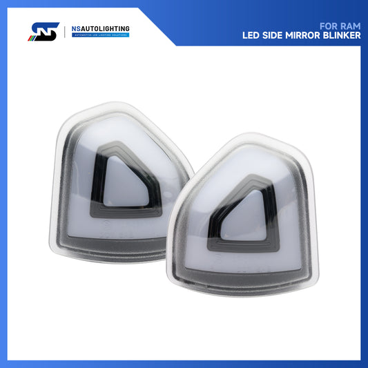 Clear Lens Switchback LED Towing Mirror Turn Signal Lights For 2019-2023 Ram - NS Auto Lighting