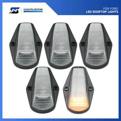 Clear Lens Amber LED Cab Roof Lights For 1984-1996 Ford F-Series - NS Auto Lighting