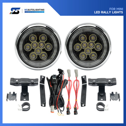 Chromed Finish LED Halo Rally Driving Lights For 2017-2022 Mini Countryman F60 - NS Auto Lighting