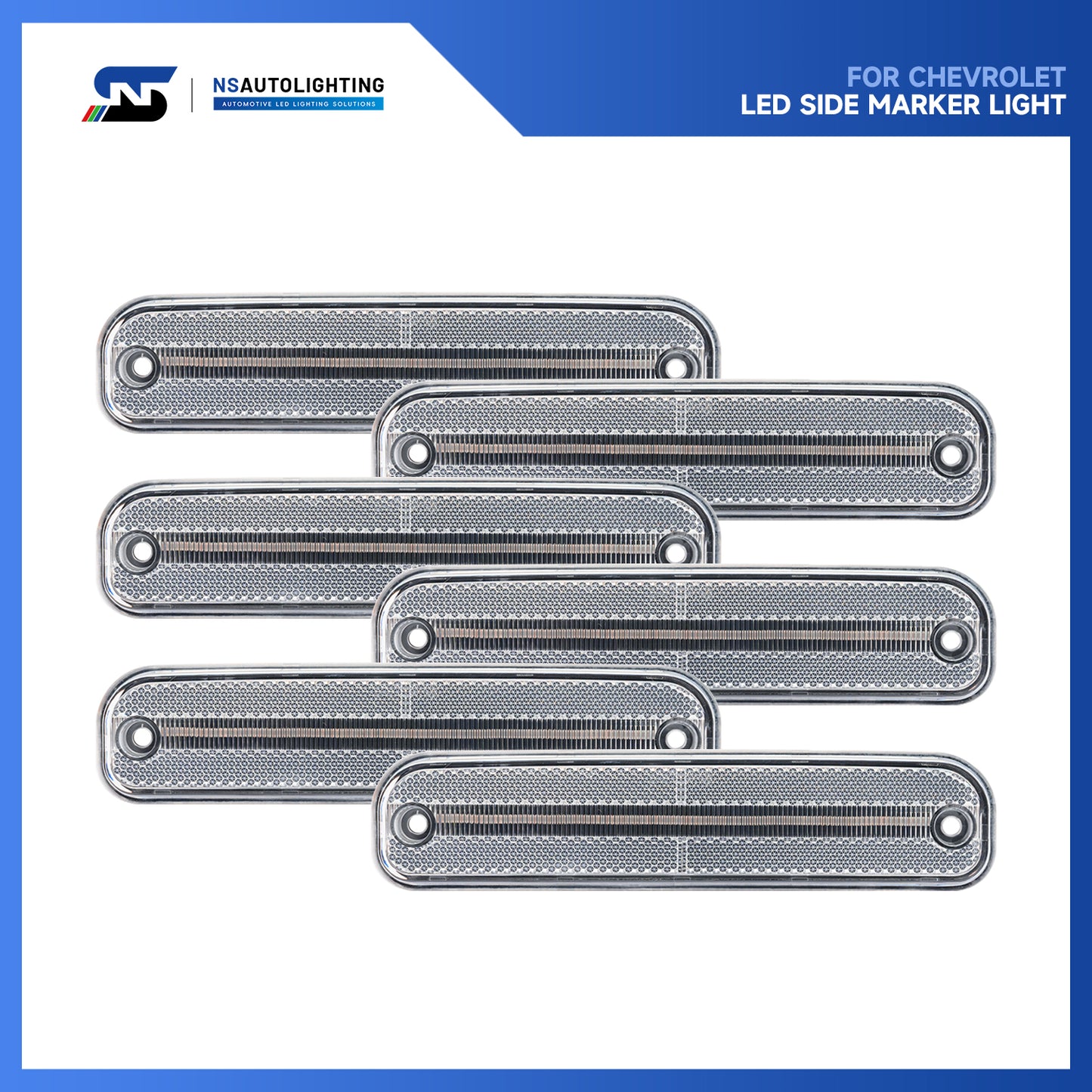 Clear Lens LED Front & Rear Side Marker Lights For 1973-1980 Chevrolet GMC C/K Series Trucks - NS Auto Lighting