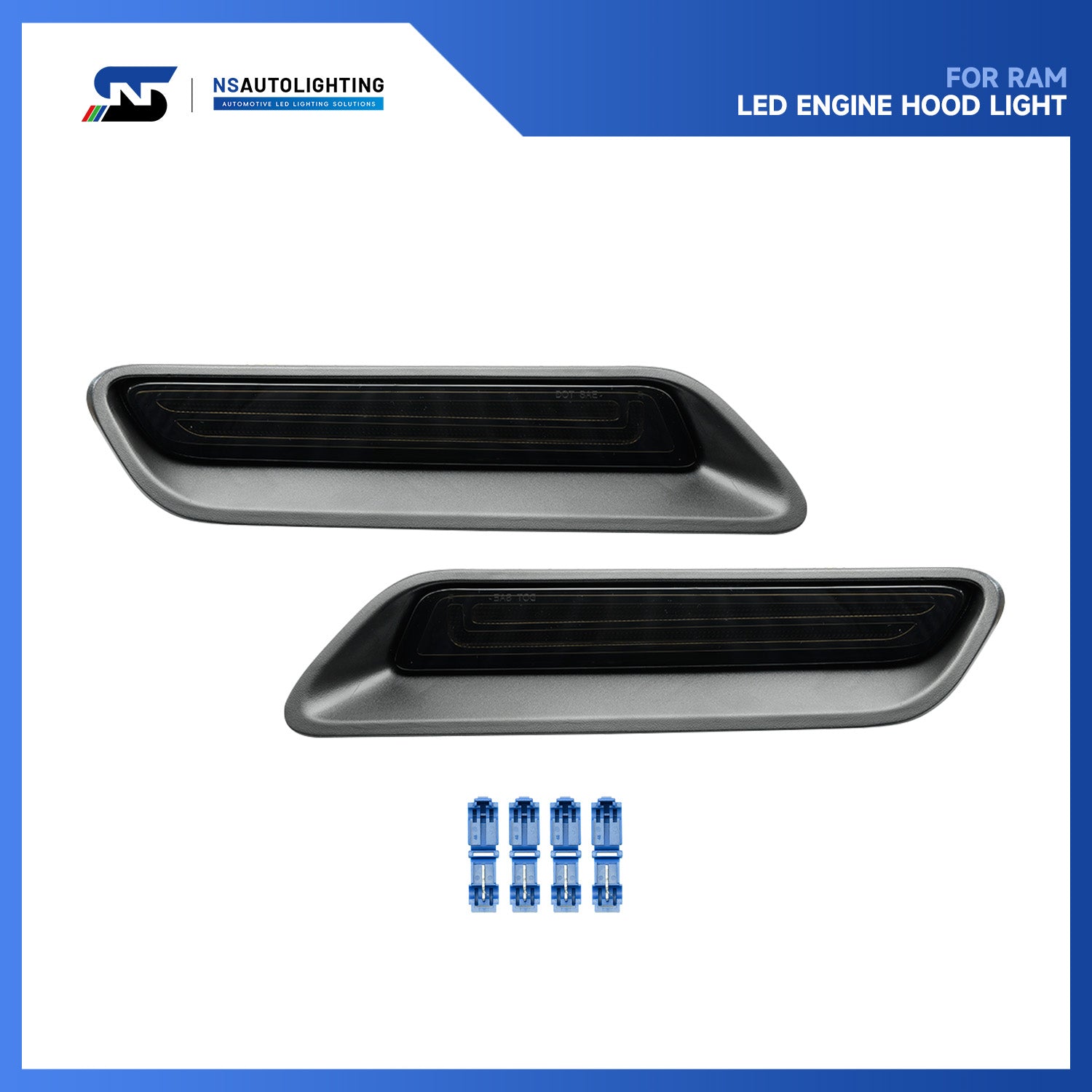 Smoked Lens Dynamic Switchback LED Hood Scoop Bezel Daytime Running Lights For 2010-2022 Ram 1500 - NS Auto Lighting