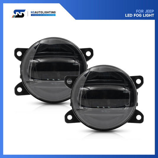Smoked Lens White LED Front Bumper Fog Light Assembly For Jeep, Fiat, etc. - NS Auto Lighting