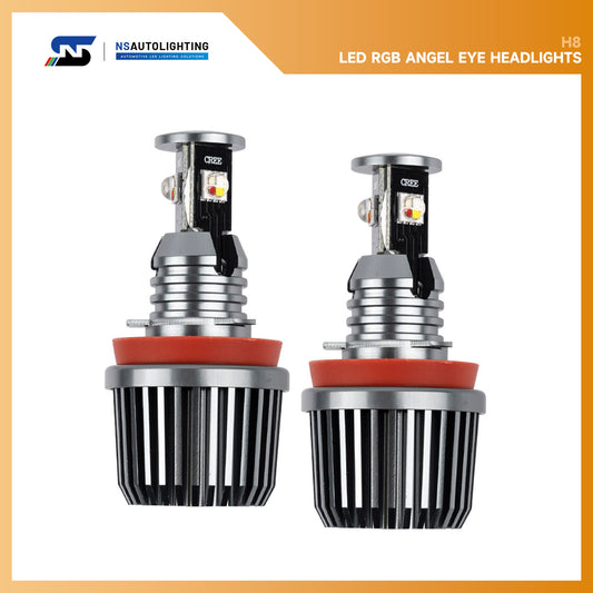 RGB H8 LED Angel Eye Halo Ring Marker Bulbs For BMW E82, E90, E91, etc. - NS Auto Lighting