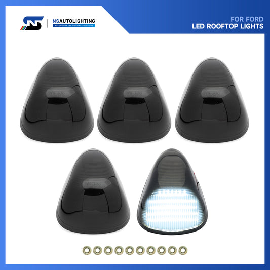 Smoked Lens White LED Cab Roof Lights For 1999-2016 Ford Super Duty, etc. - NS Auto Lighting