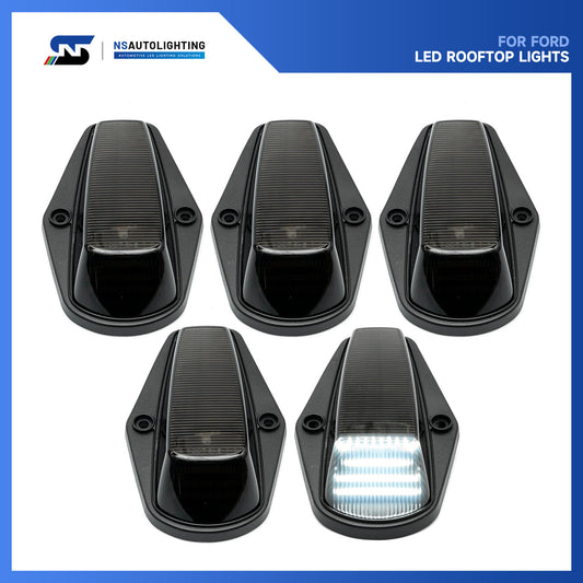 Smoked Lens White LED Cab Roof Lights For 1984-1996 Ford F-Series - NS Auto Lighting