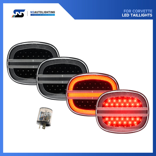 Clear Lens LED Halo Tail Light Assembly For 1991-1996 Chevrolet Corvette C4 - NS Auto Lighting