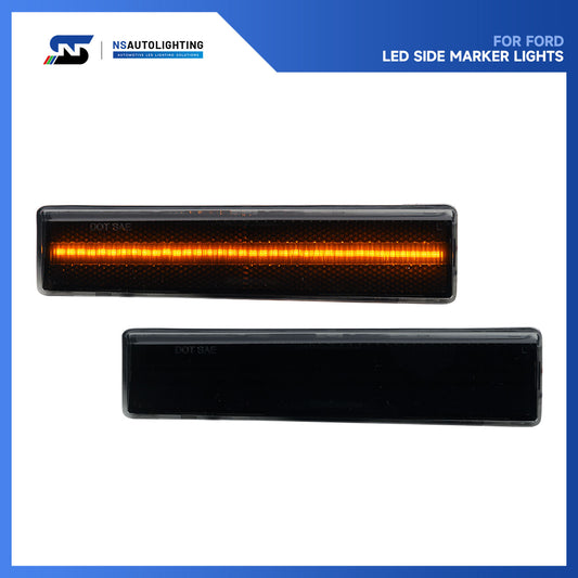 Smoked Lens Amber LED Front Side Marker Lights For 1980-1986 Ford F-Series, etc. - NS Auto Lighting