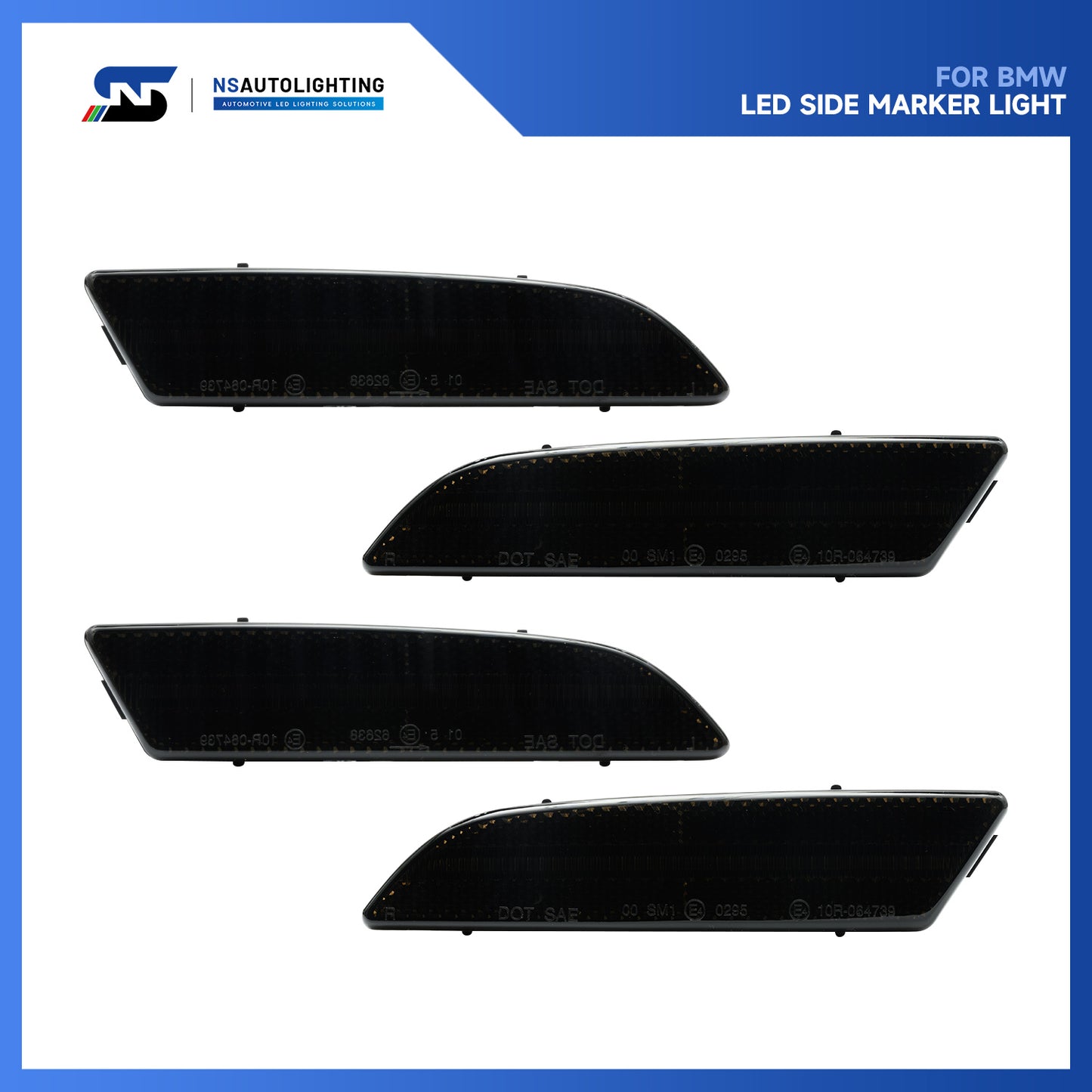 Smoked Lens LED Front & Rear Side Marker Lights For 2004-2008 Chrysler Crossfire - NS Auto Lighting