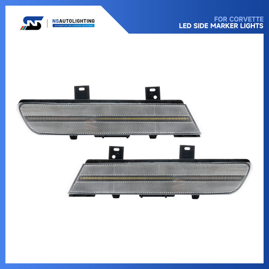 Clear Lens Switchback Dynamic LED Front Turn Signal & Side Marker Lights For 1991-1996 Chevrolet Corvette C4 - NS Auto Lighting