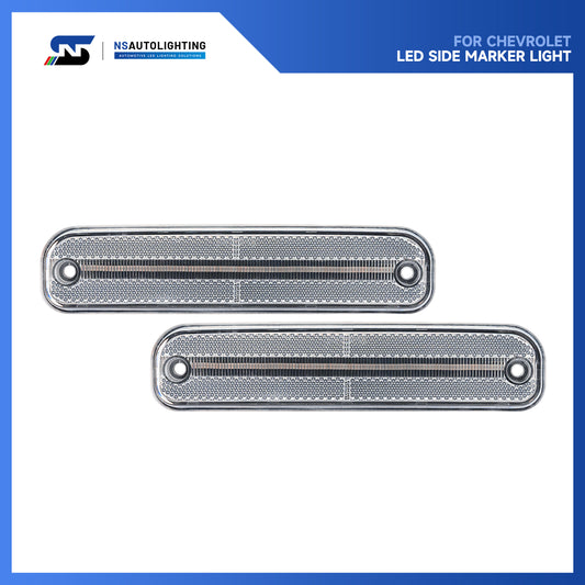 Clear Lens LED Front Bumper Side Marker Lights For 1973-1987 Chevrolet GMC C/K Series Trucks, etc. - NS Auto Lighting