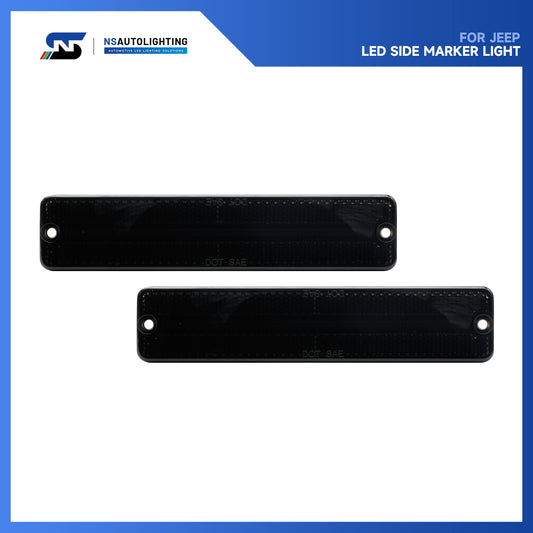 Smoked Lens Amber LED Front Bumper Side Marker Lights For Jeep CJ Series, etc. - NS Auto Lighting