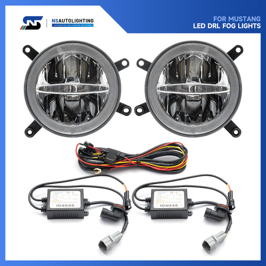 Clear Lens LED Halo Fog Light Assembly For 2005-2009 Ford Mustang GT - NS Auto Lighting
