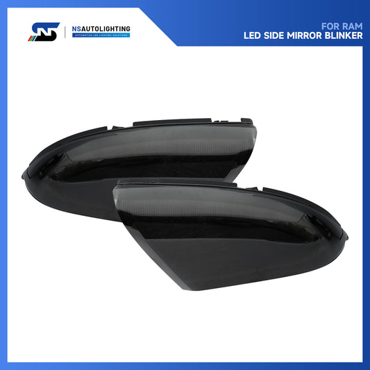 Smoked Lens Dynamic Switchback LED Side Mirror Turn Signal & Puddle Lights For 2009-2023 Dodge Ram - NS Auto Lighting