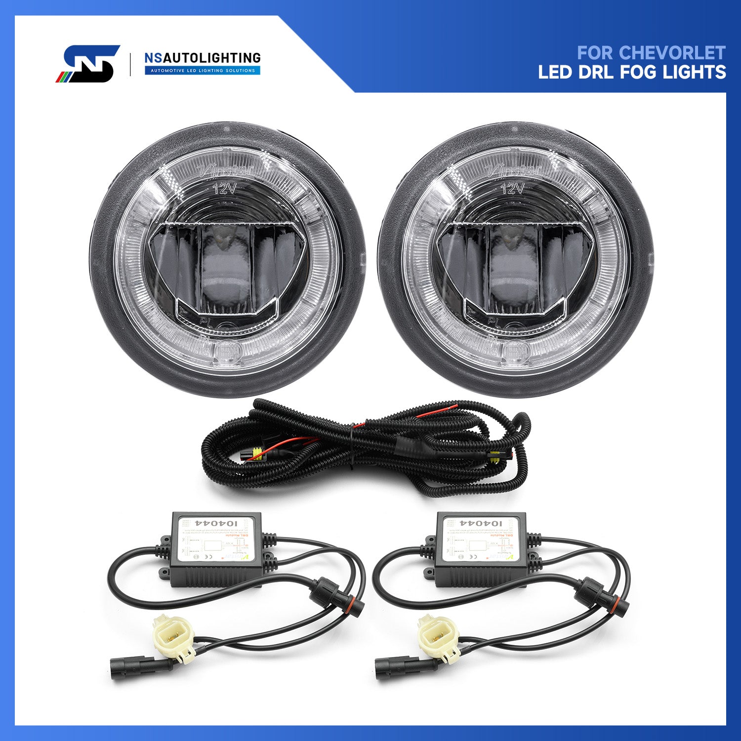 Clear Lens LED Halo Fog Light Assembly For 2010-2013 Chevrolet Camaro - NS Auto Lighting