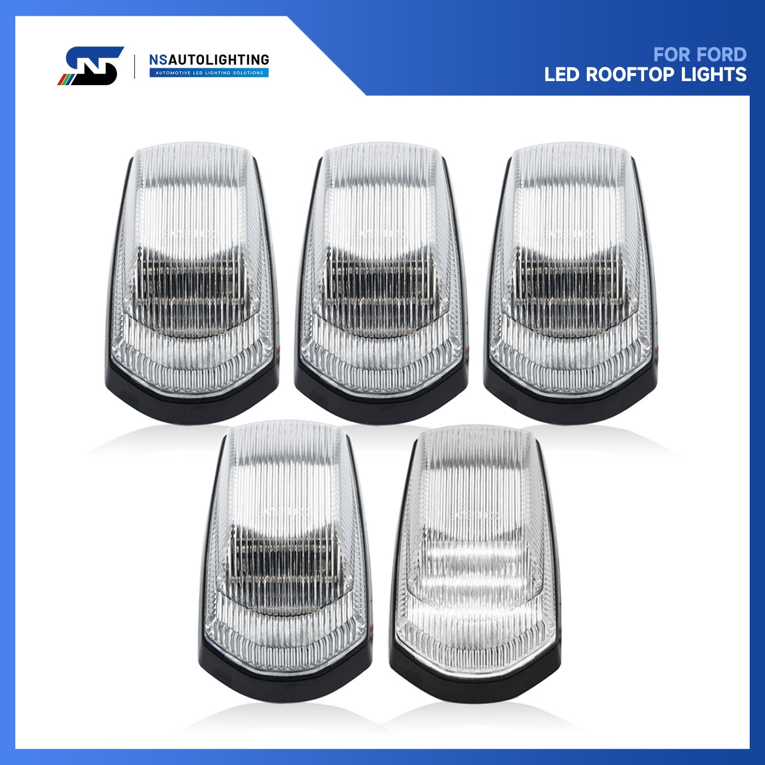 Clear Lens White LED Cab Roof Lights For 2017+ Ford Super Duty - NS Auto Lighting