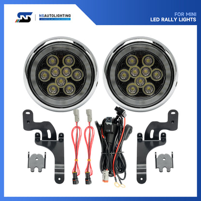 Chromed Finish LED Halo Rally Driving Lights For 2001-2008 Mini Cooper - NS Auto Lighting