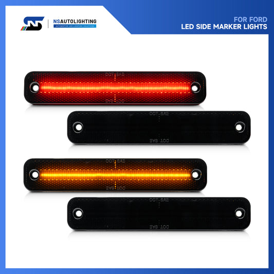 Smoked Lens LED Front&Rear Side Marker Lights For 1973-1979 Ford F-Series, etc. - NS Auto Lighting