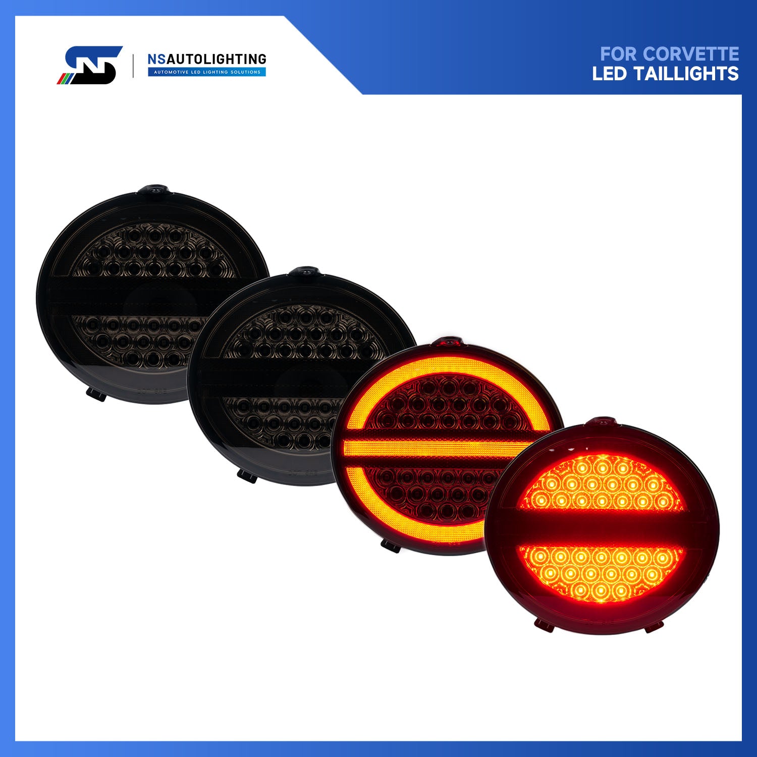 Smoked Lens LED Halo Tail Light Assembly For 2005-2013 Chevrolet Corvette C6 - NS Auto Lighting