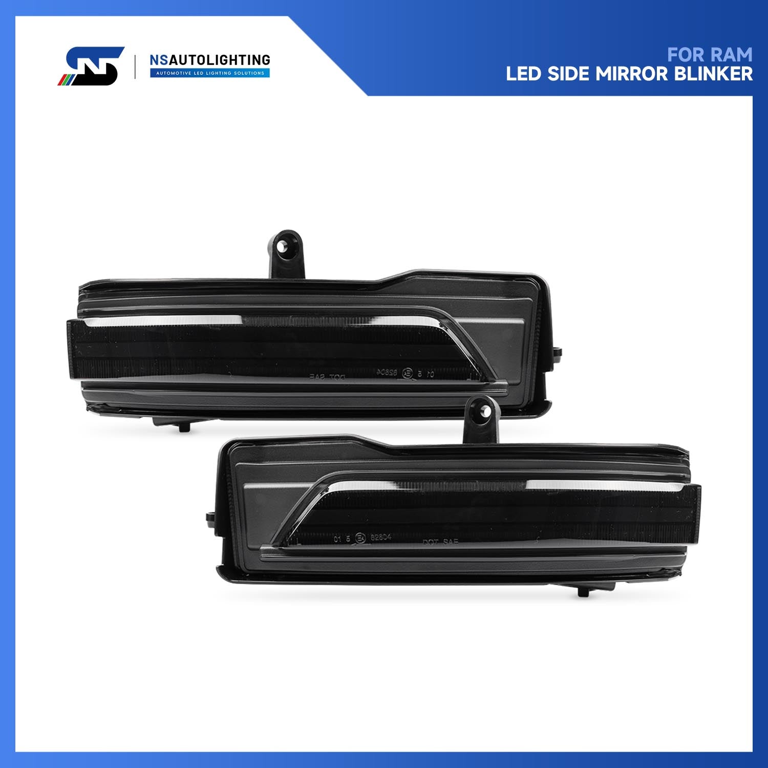 Smoked Lens Dynamic LED Side Mirror Turn Signal Lights For 2019-2024 Dodge Ram 1500 DT - NS Auto Lighting