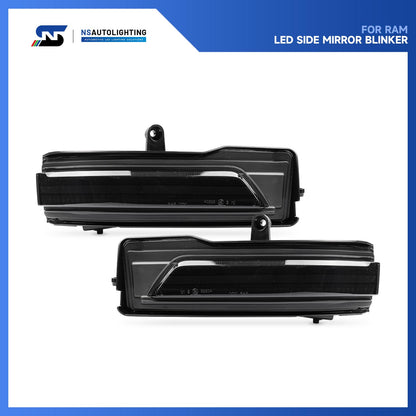 Smoked Lens Dynamic LED Side Mirror Turn Signal Lights For 2019-2024 Dodge Ram 1500 DT - NS Auto Lighting