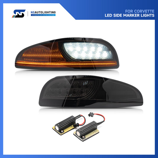 Smoked Lens Switchback Dynamic LED Front Turn Signal Lights For 1997-2004 Chevrolet Corvette C5 - NS Auto Lighting