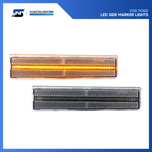 Clear Lens Amber LED Front Side Marker Lights For 1980-1986 Ford F-Series, etc. - NS Auto Lighting