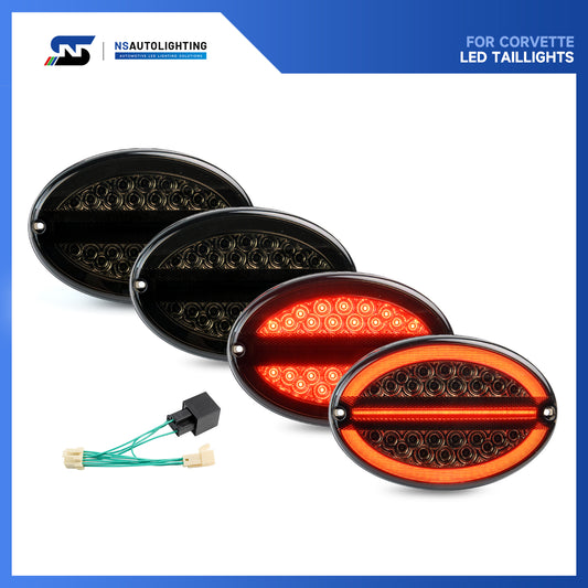 Smoked Lens LED Halo Tail Light Assembly For 1997-2004 Chevrolet Corvette C5 - NS Auto Lighting
