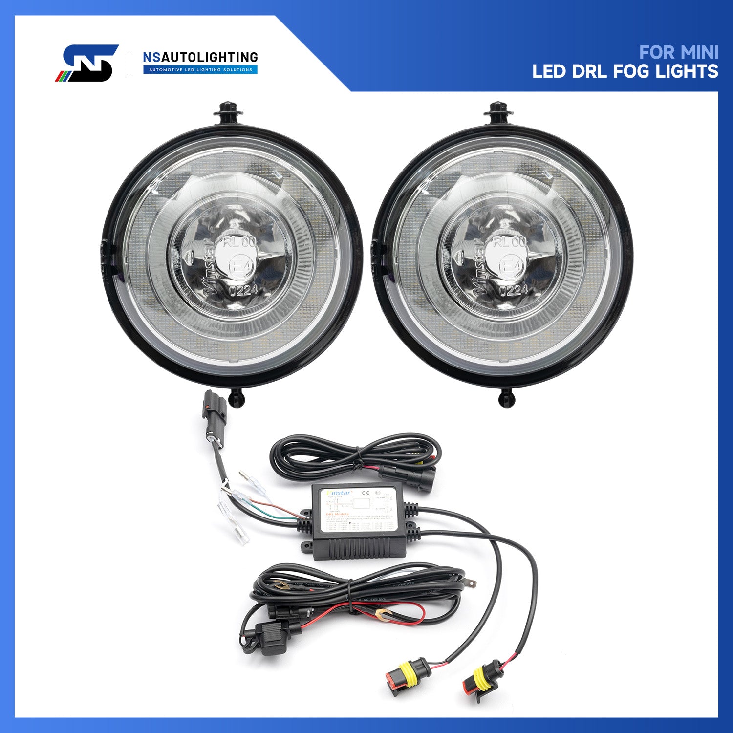 Clear Lens LED Halo Fog Light Assembly For 2007-2014 Mini Cooper, etc. - NS Auto Lighting