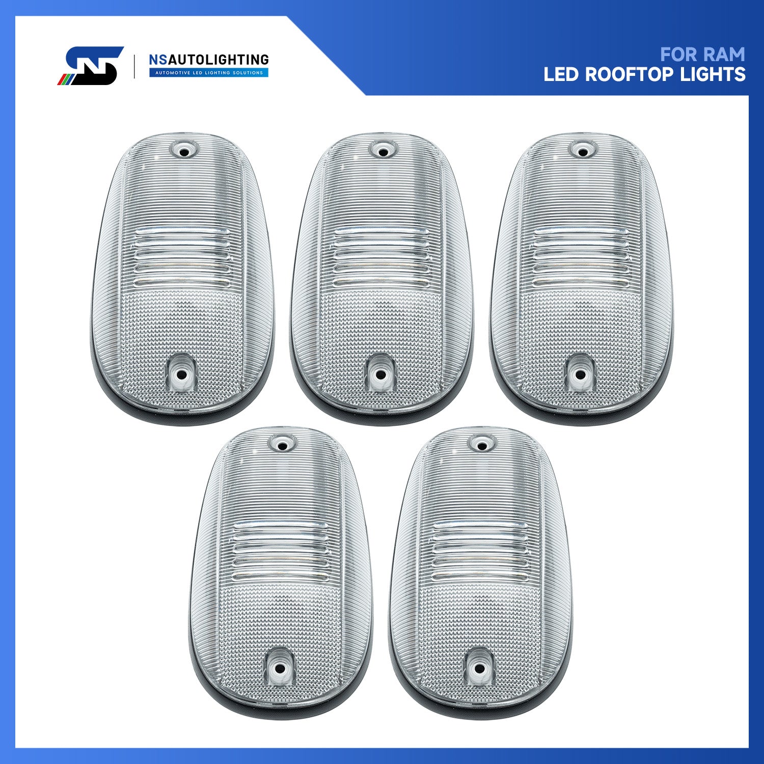 Clear Lens OEM Fit Cab Roof Light Housings For 2003-2018 Dodge Ram, etc. - NS Auto Lighting