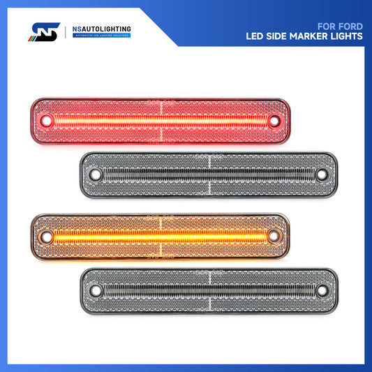 Clear Lens LED Front&Rear Side Marker Lights For 1973-1979 Ford F-Series, etc. - NS Auto Lighting